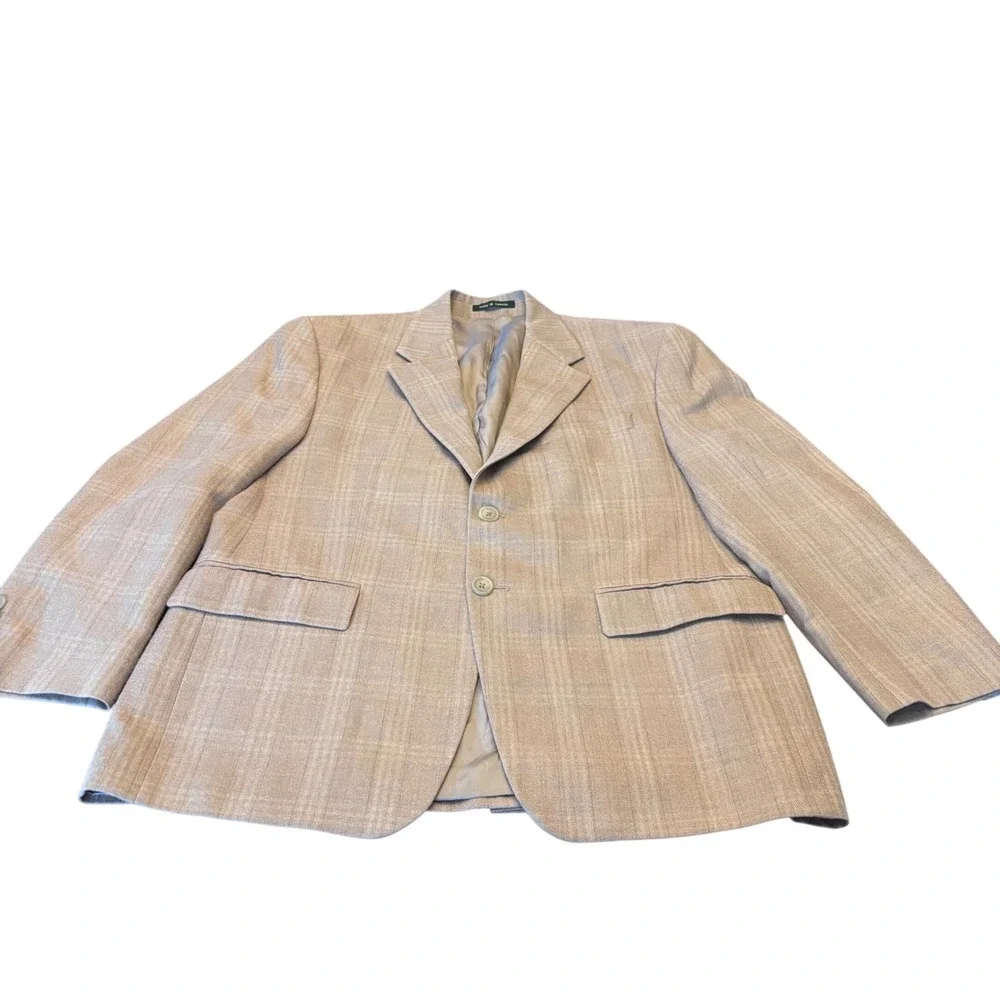Lauren‎ Ralph Lauren | Made in Canada | Mens 40S | Silk Wool Blazer | Glen Plaid